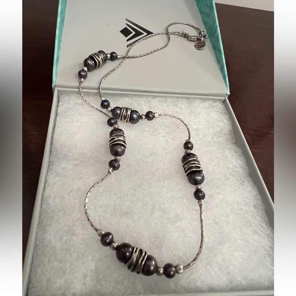 OR PAZ sterling Silver and Black Pearl Necklace RARE!